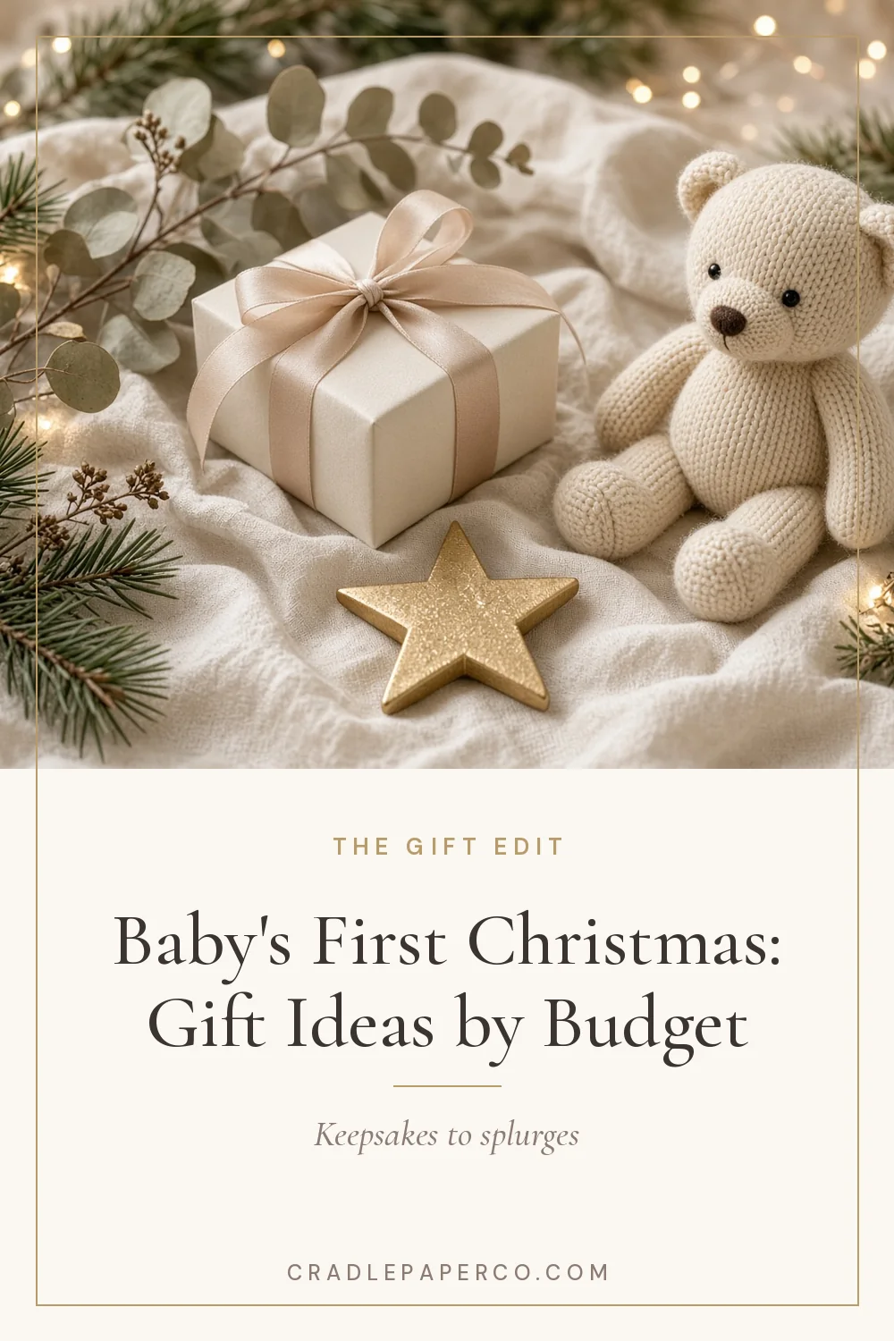 Pinterest graphic: Baby's First Christmas: Gift Ideas by Budget