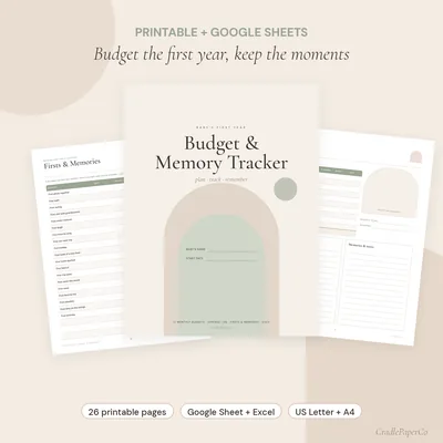 First-Year Budget & Memory Tracker printable