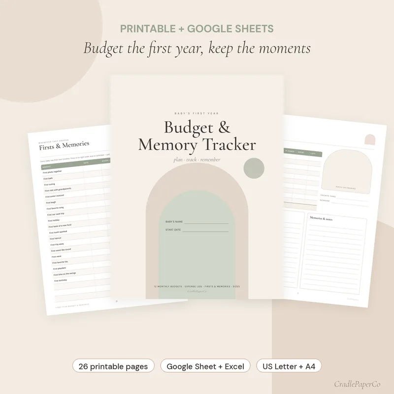 First-Year Budget & Memory Tracker printable cover