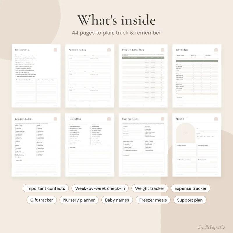Pages from the CradlePaperCo Pregnancy Planner